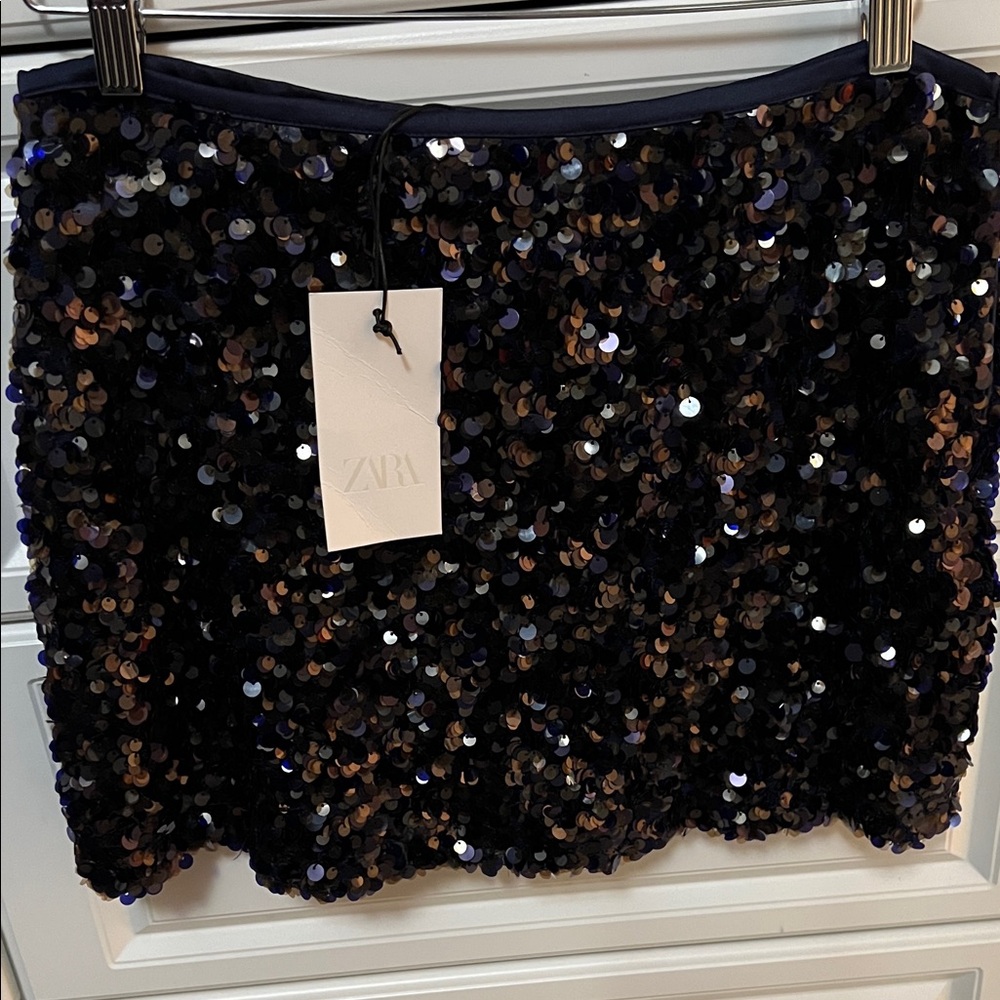 Zara Midnight Sequin Mini Skirt